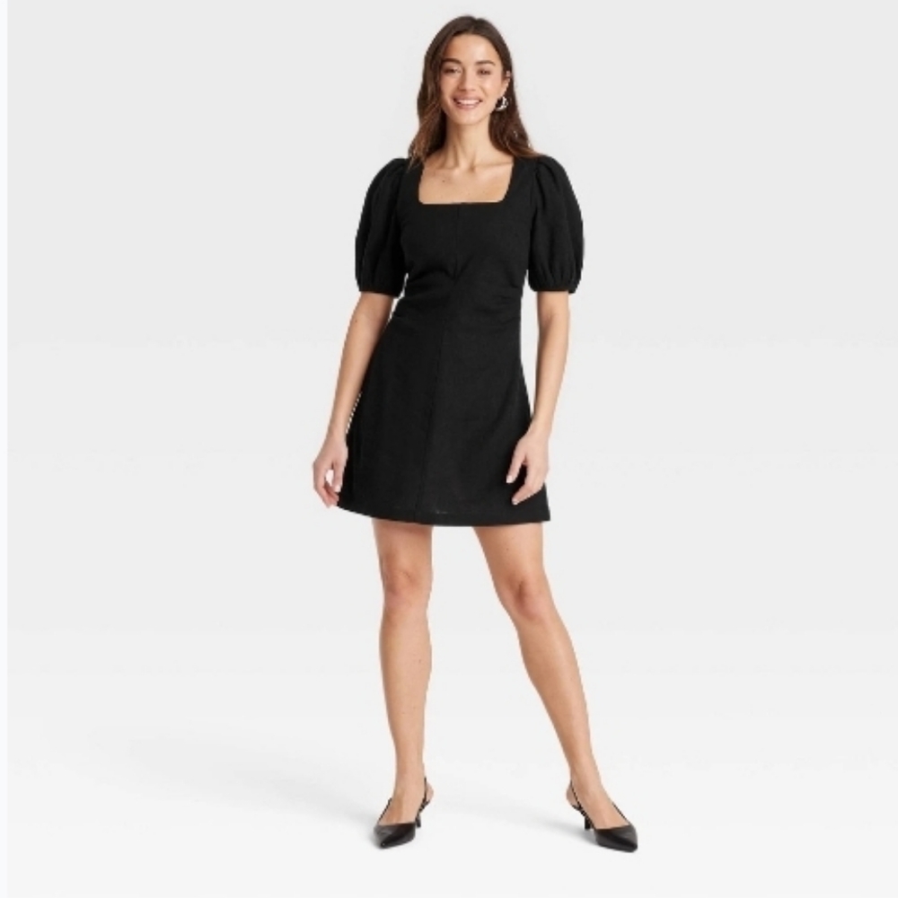 #1305 A New Day Black Short Sleeve Mini Dress